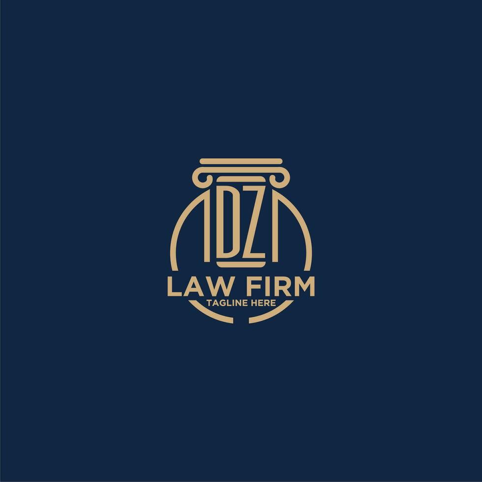 DZ initial monogram for law firm with creative circle line vector