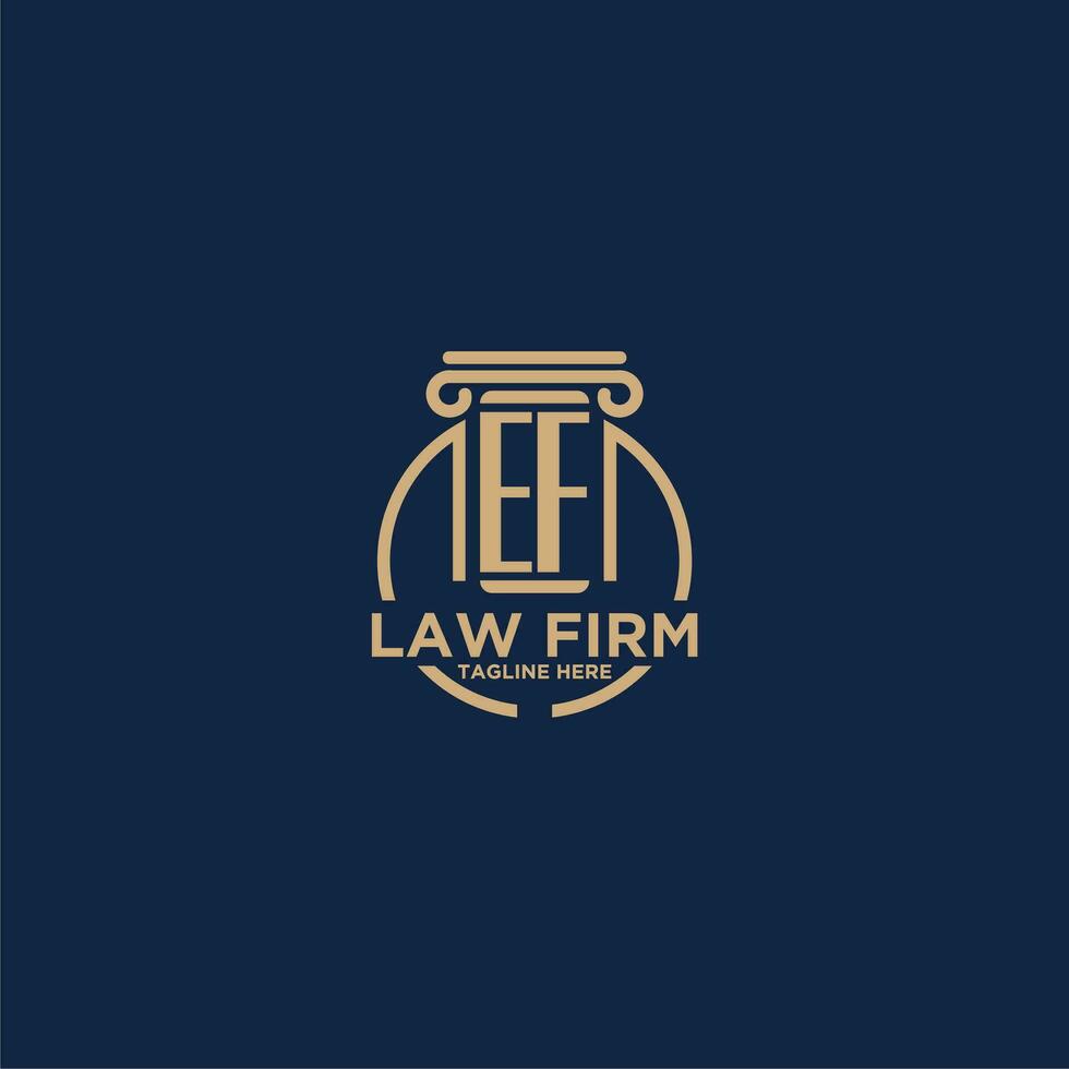 EF initial monogram for law firm with creative circle line vector