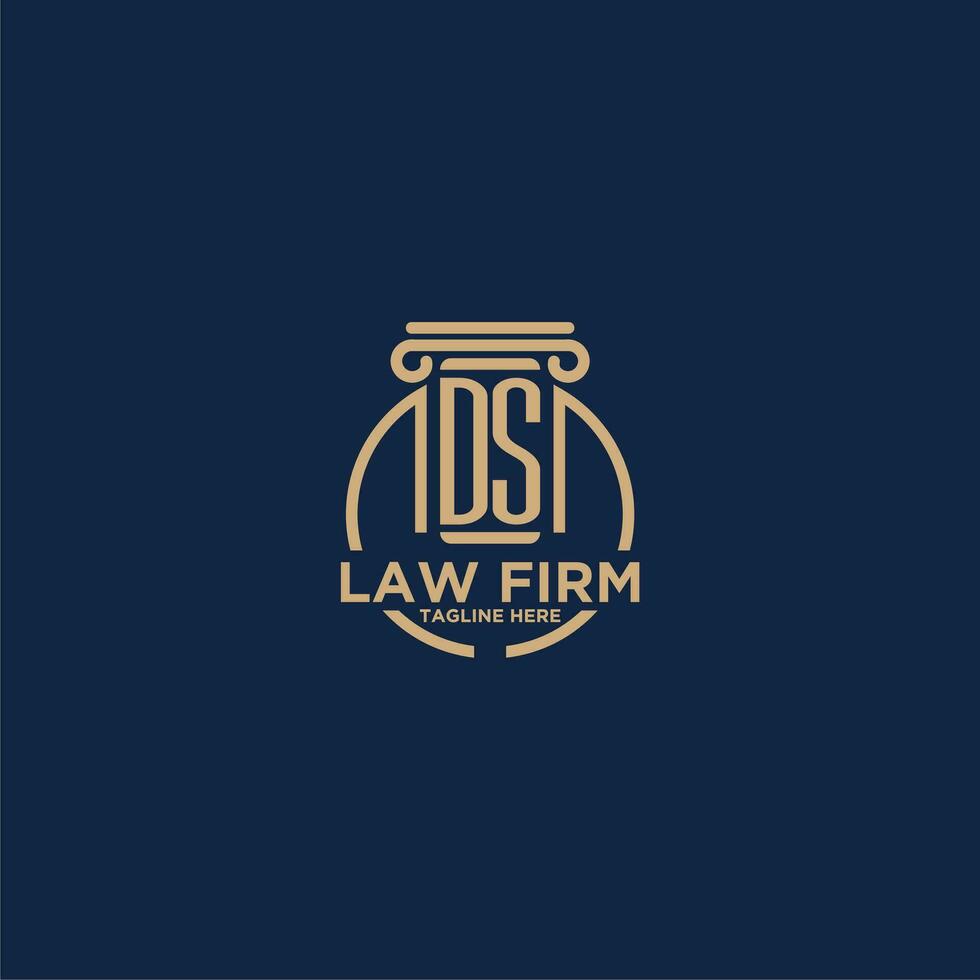 DS initial monogram for law firm with creative circle line vector