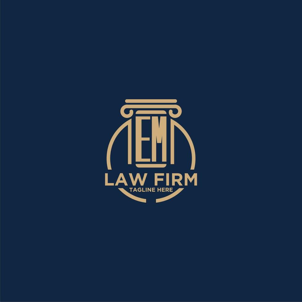 EM initial monogram for law firm with creative circle line vector