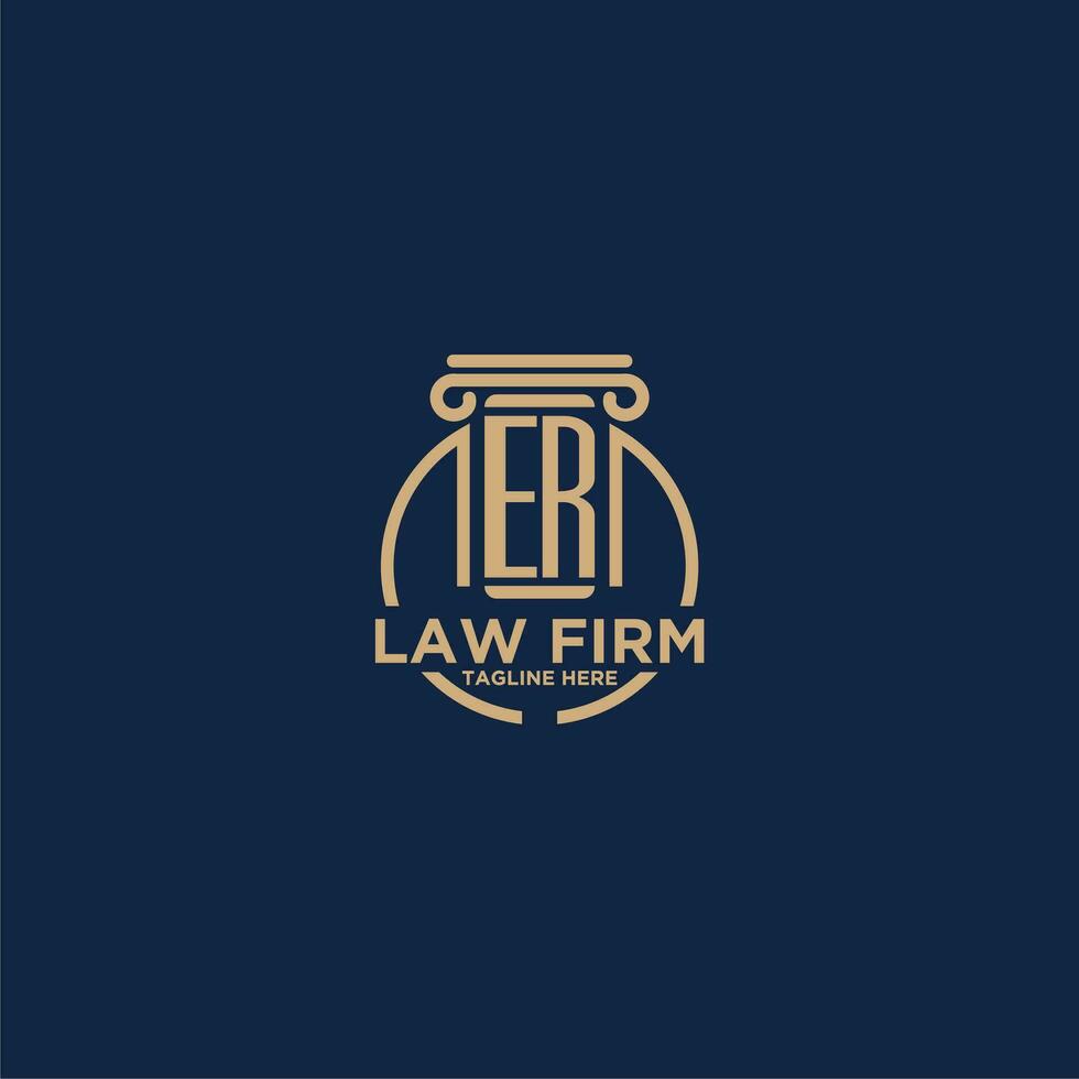 ER initial monogram for law firm with creative circle line vector