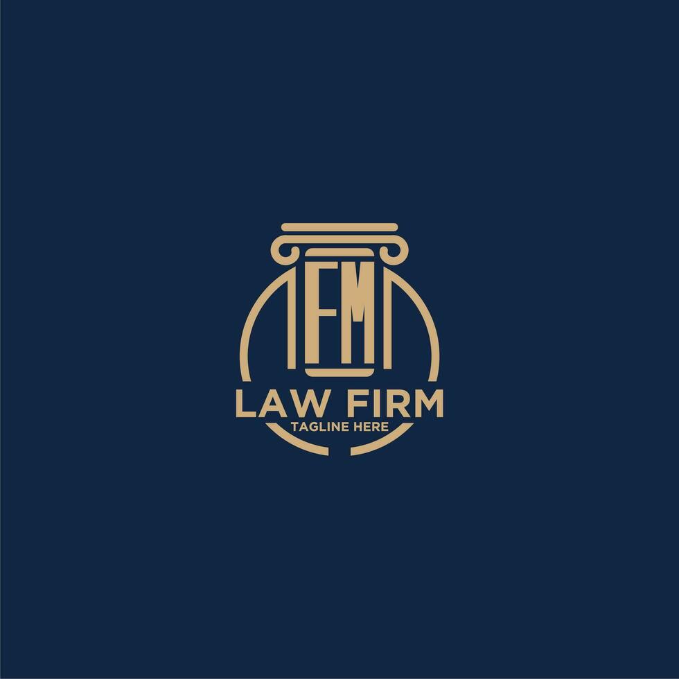 FM initial monogram for law firm with creative circle line vector