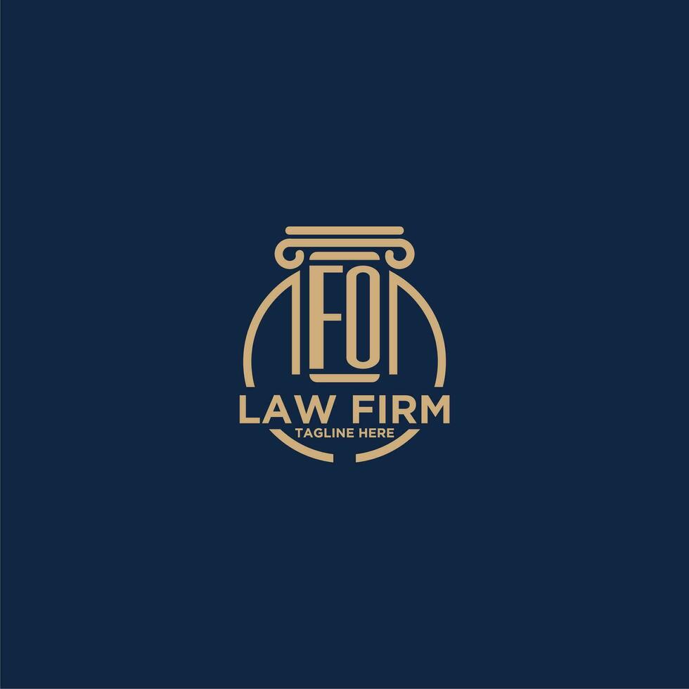 FO initial monogram for law firm with creative circle line vector