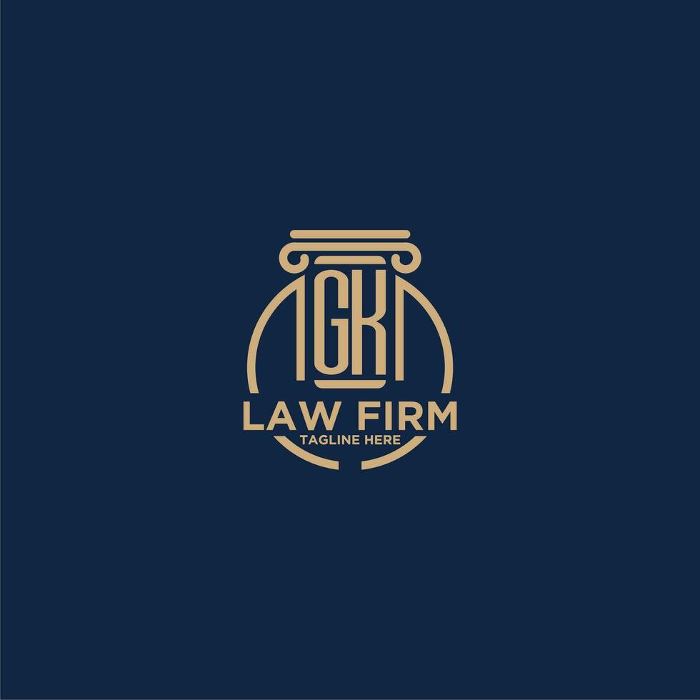 GK initial monogram for law firm with creative circle line vector
