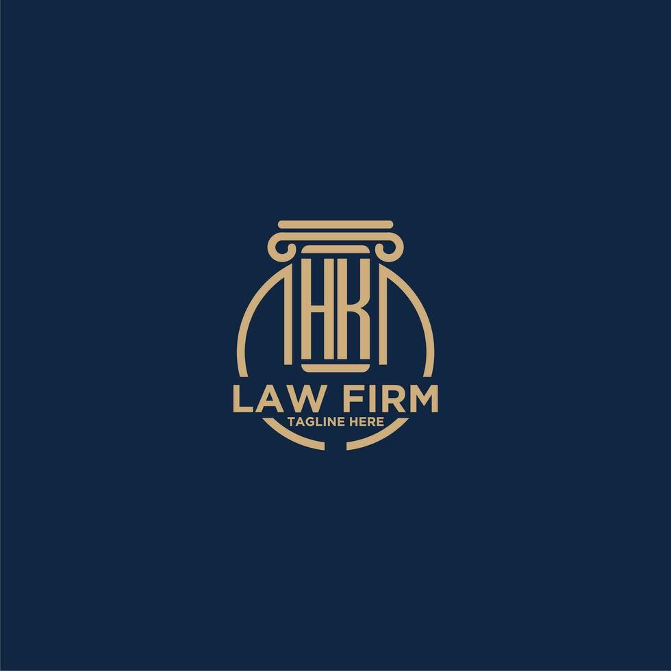 HK initial monogram for law firm with creative circle line vector