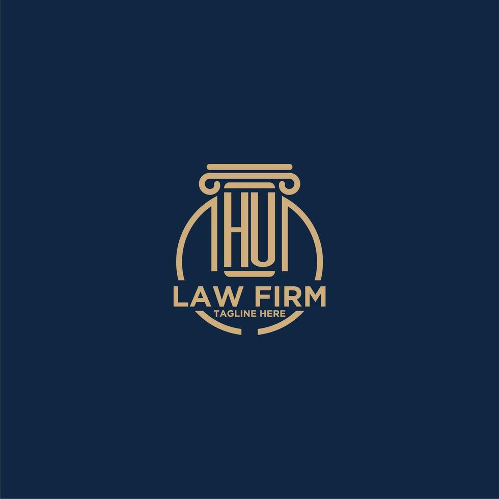 HU initial monogram for law firm with creative circle line vector