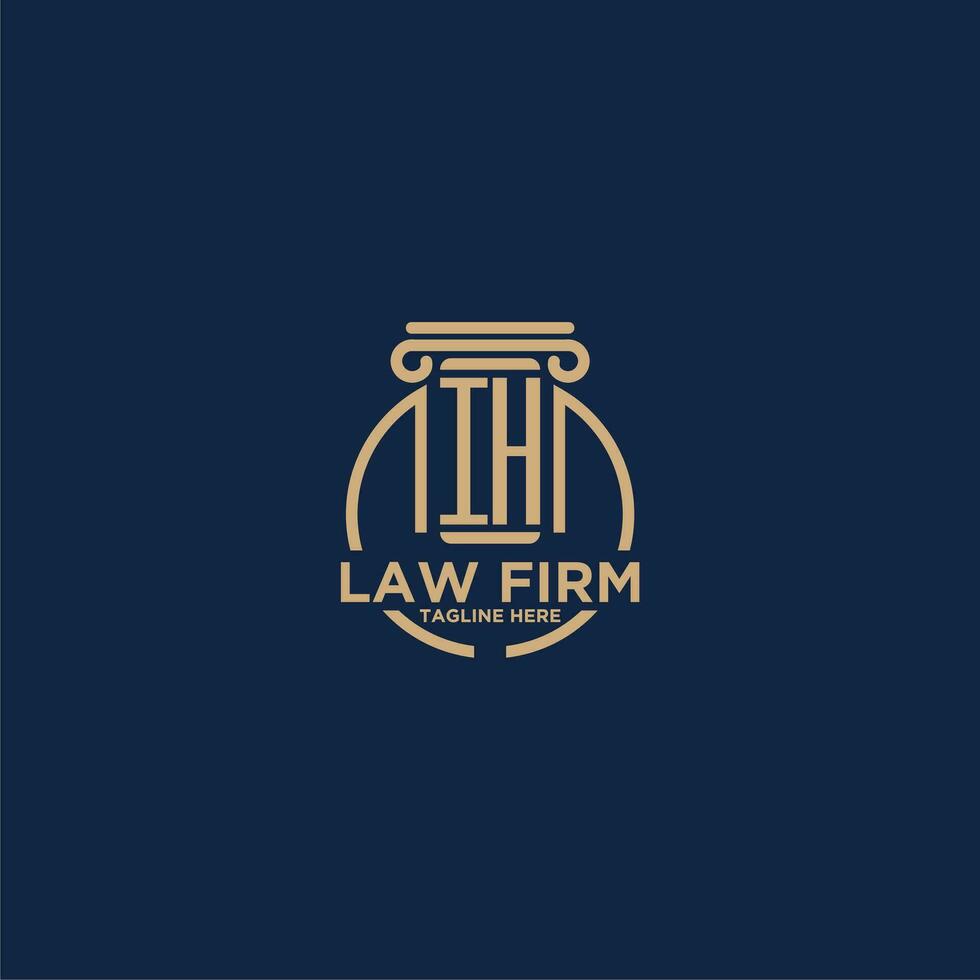 IH initial monogram for law firm with creative circle line vector