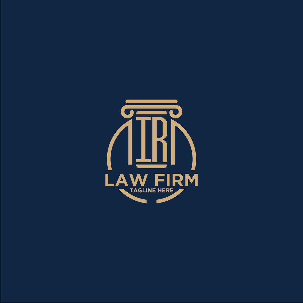 IR initial monogram for law firm with creative circle line vector