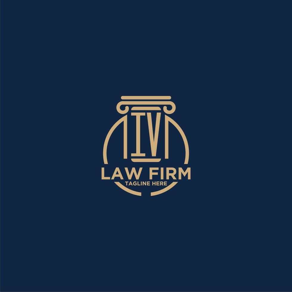 IV initial monogram for law firm with creative circle line vector