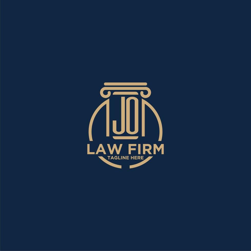 JO initial monogram for law firm with creative circle line vector