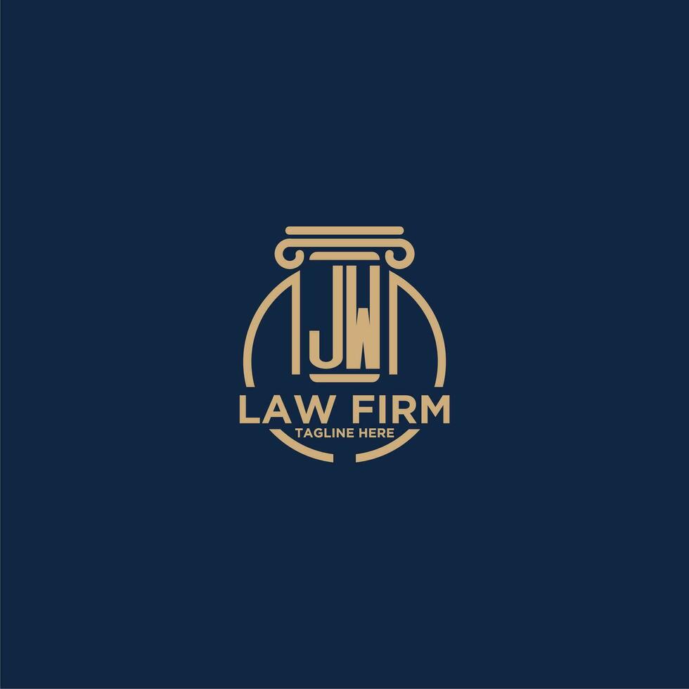 JW initial monogram for law firm with creative circle line vector