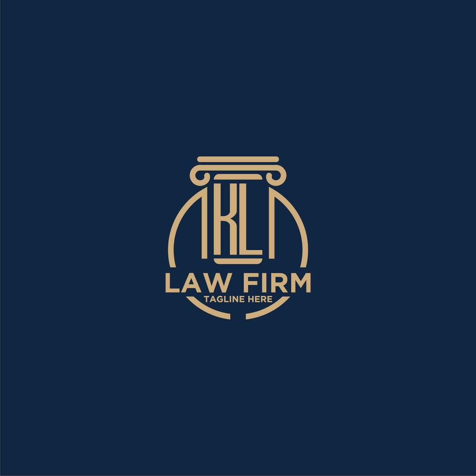 KL initial monogram for law firm with creative circle line vector