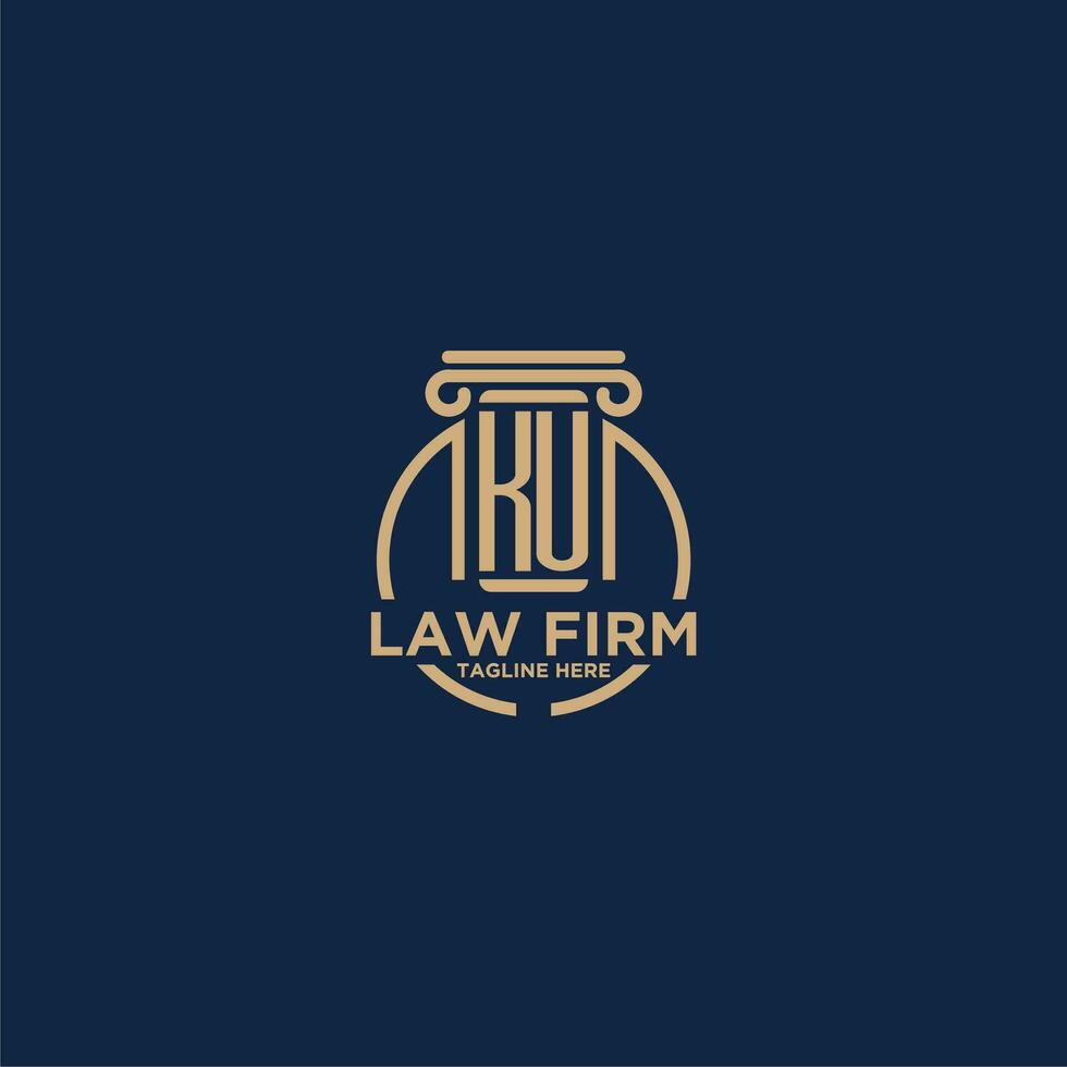 KU initial monogram for law firm with creative circle line vector