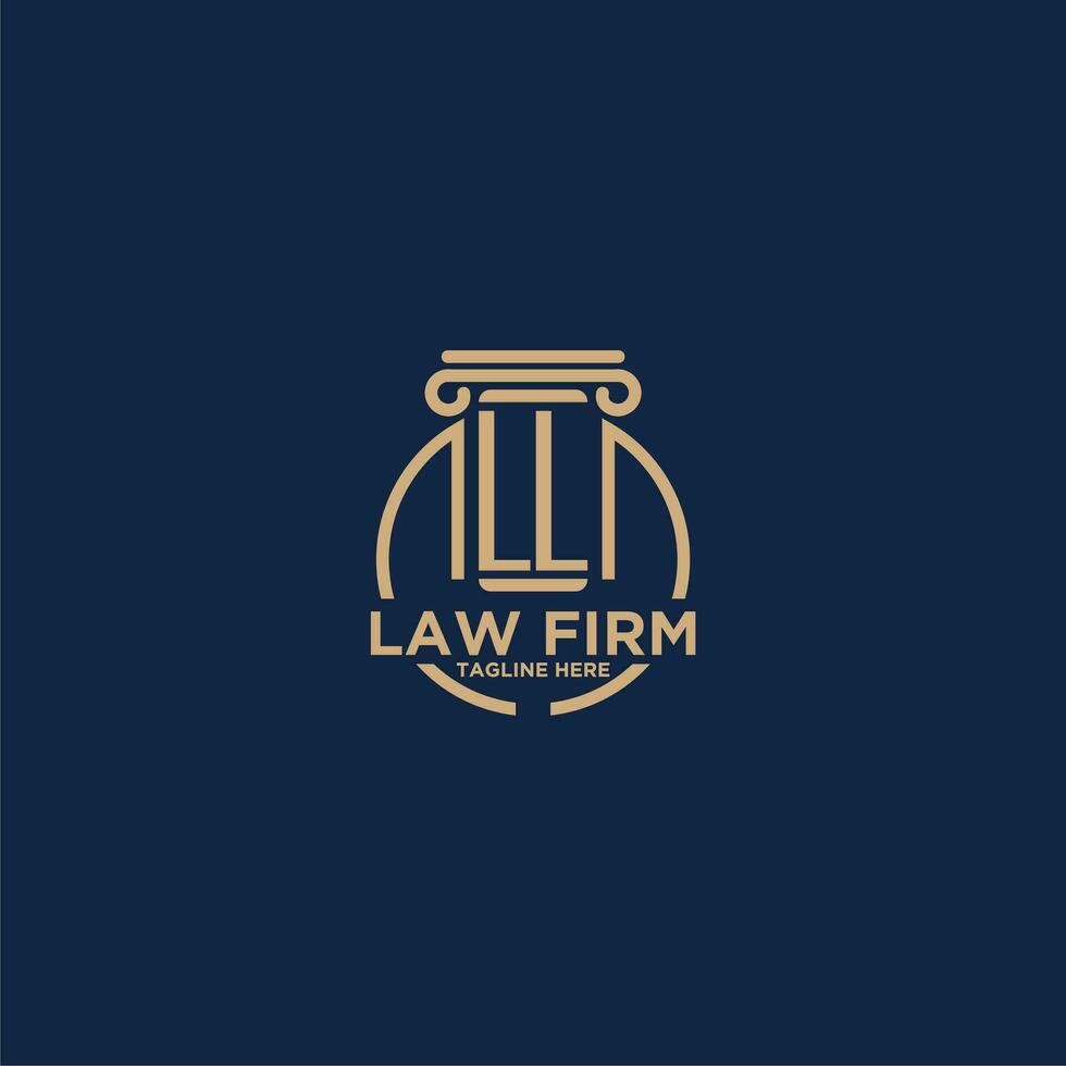 LL initial monogram for law firm with creative circle line vector