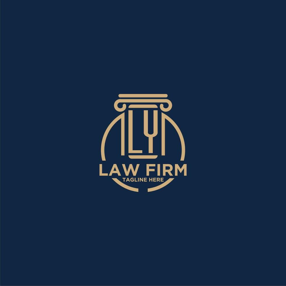 LY initial monogram for law firm with creative circle line vector