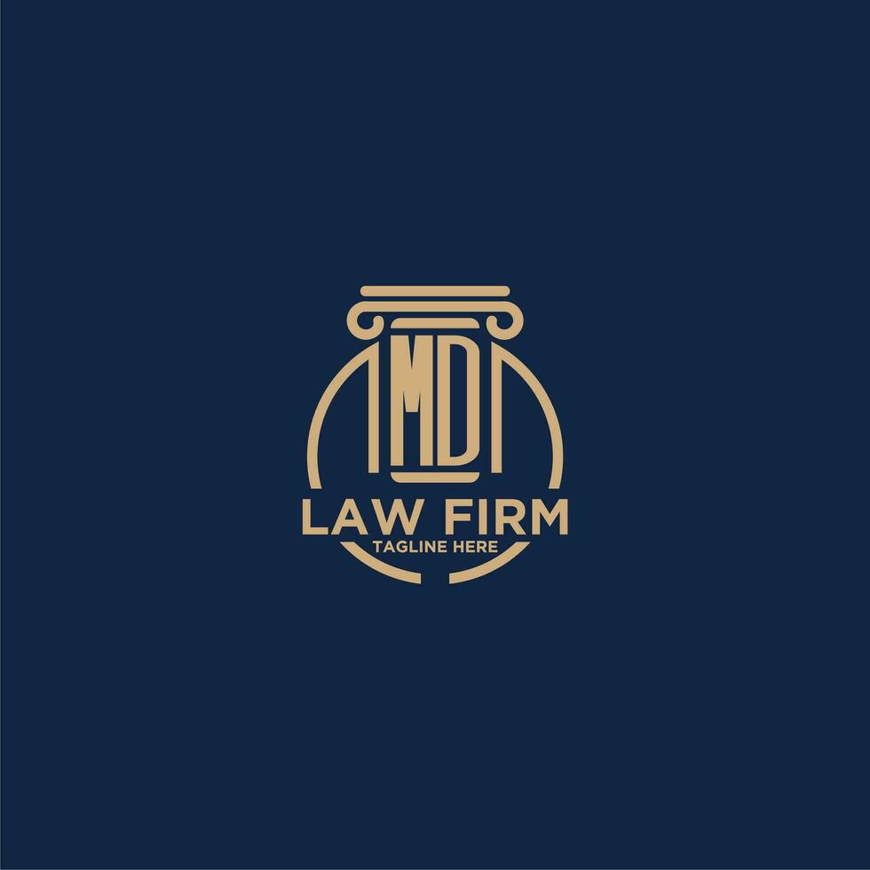 MD initial monogram for law firm with creative circle line vector