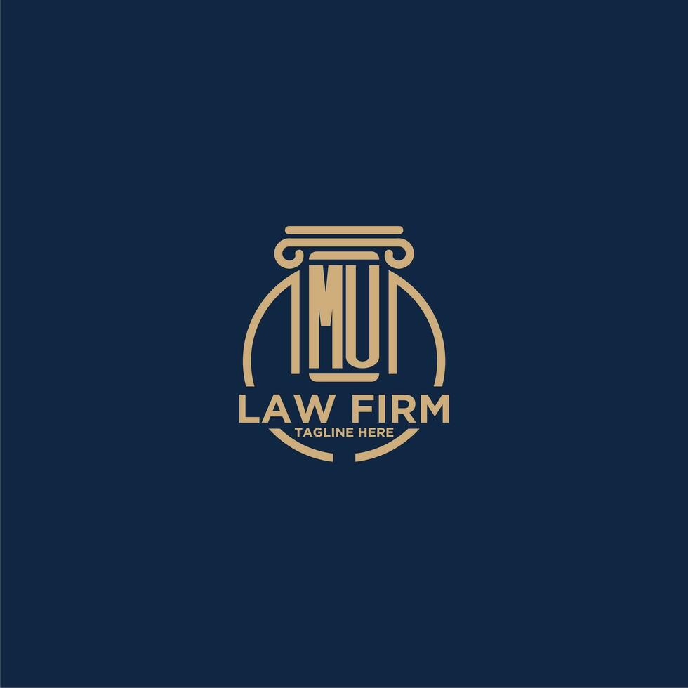 MU initial monogram for law firm with creative circle line vector