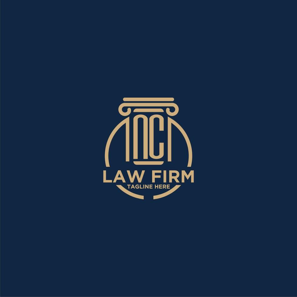 NC initial monogram for law firm with creative circle line vector
