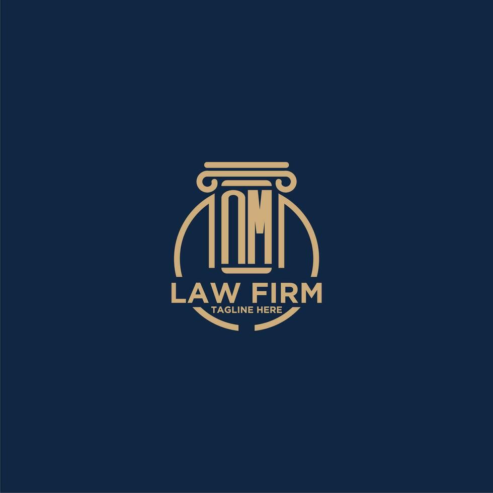 NM initial monogram for law firm with creative circle line vector