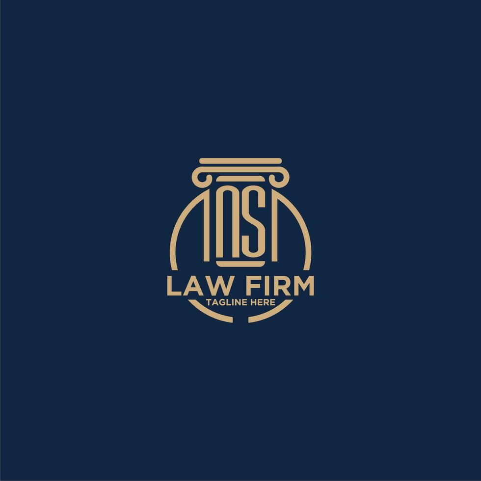 NS initial monogram for law firm with creative circle line vector