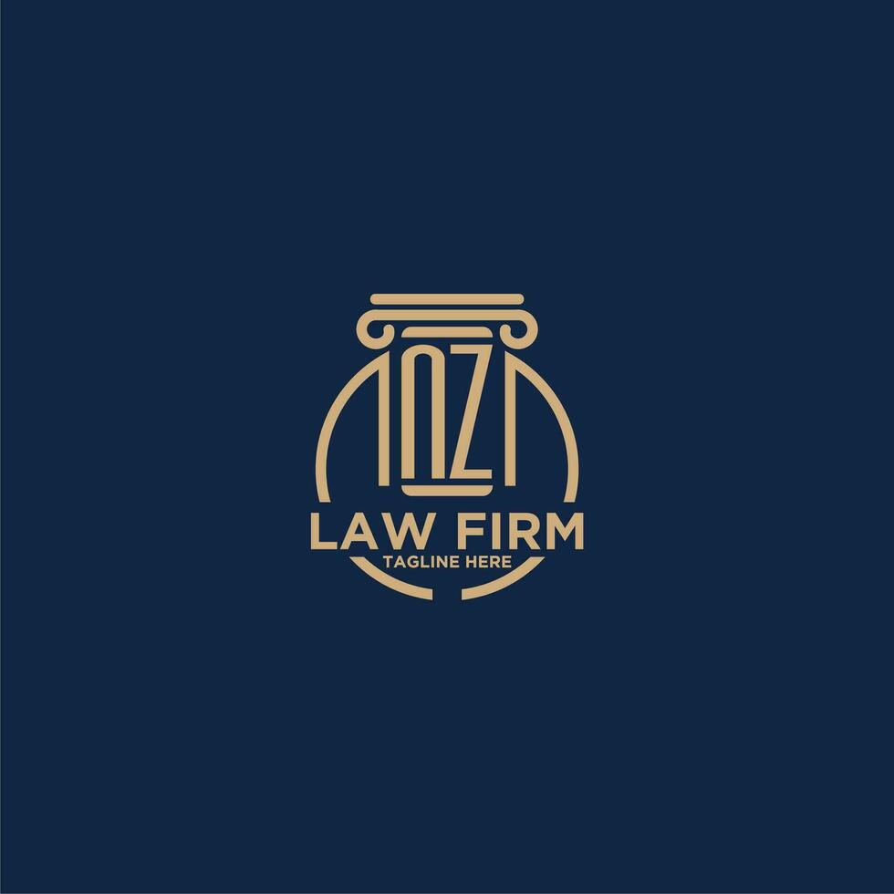 NZ initial monogram for law firm with creative circle line vector