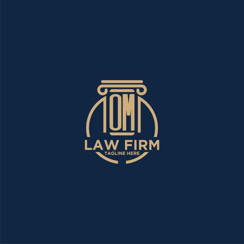 OM initial monogram for law firm with creative circle line vector