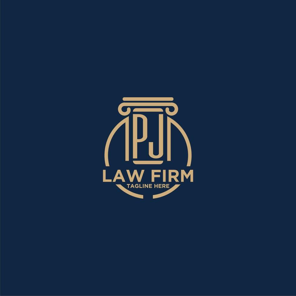 PJ initial monogram for law firm with creative circle line vector