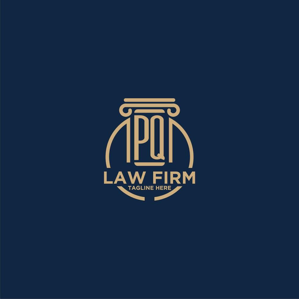 PQ initial monogram for law firm with creative circle line vector