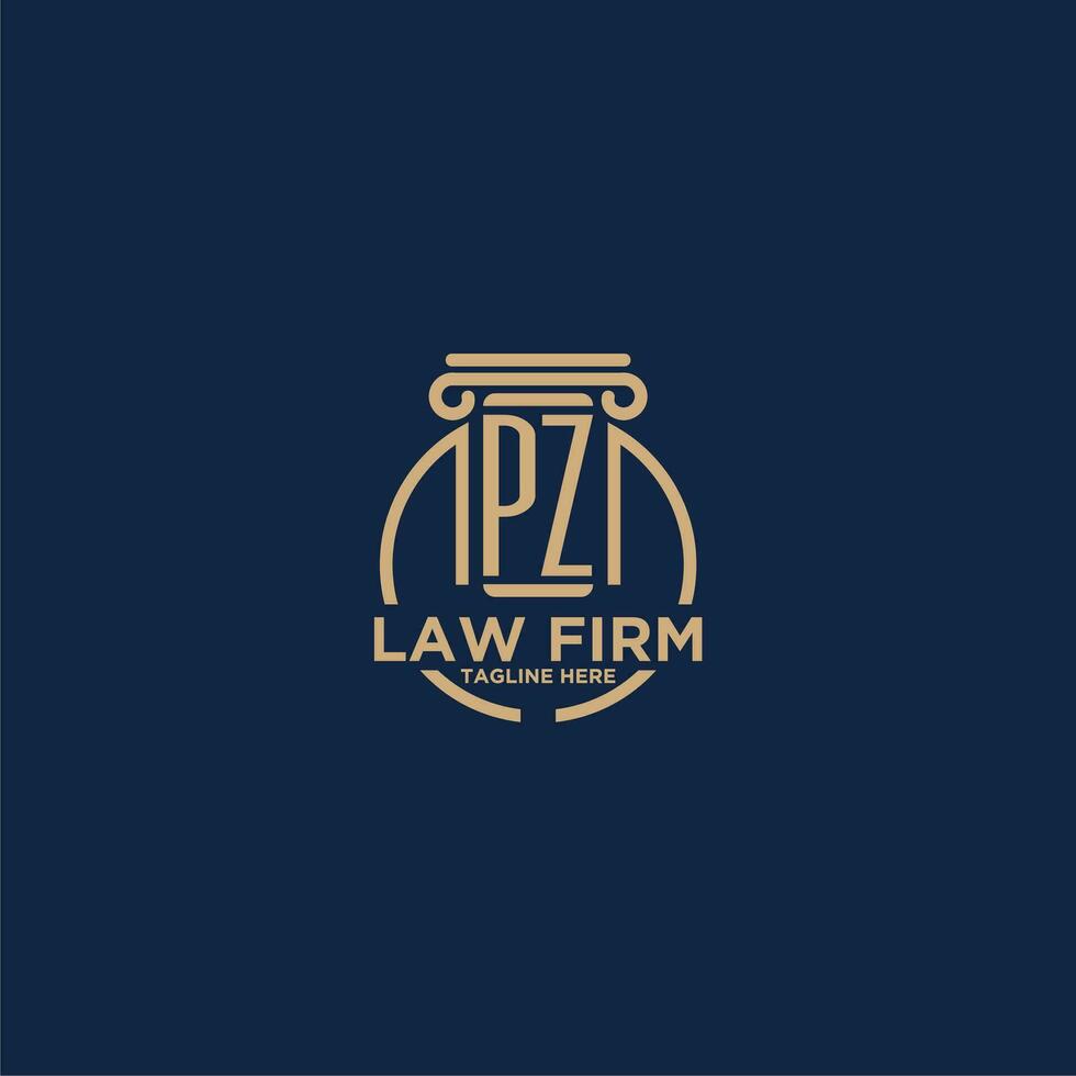 PZ initial monogram for law firm with creative circle line vector