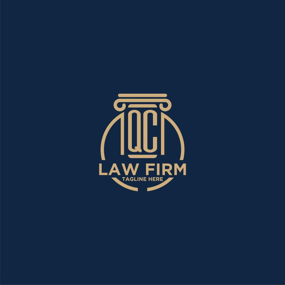 QC initial monogram for law firm with creative circle line vector