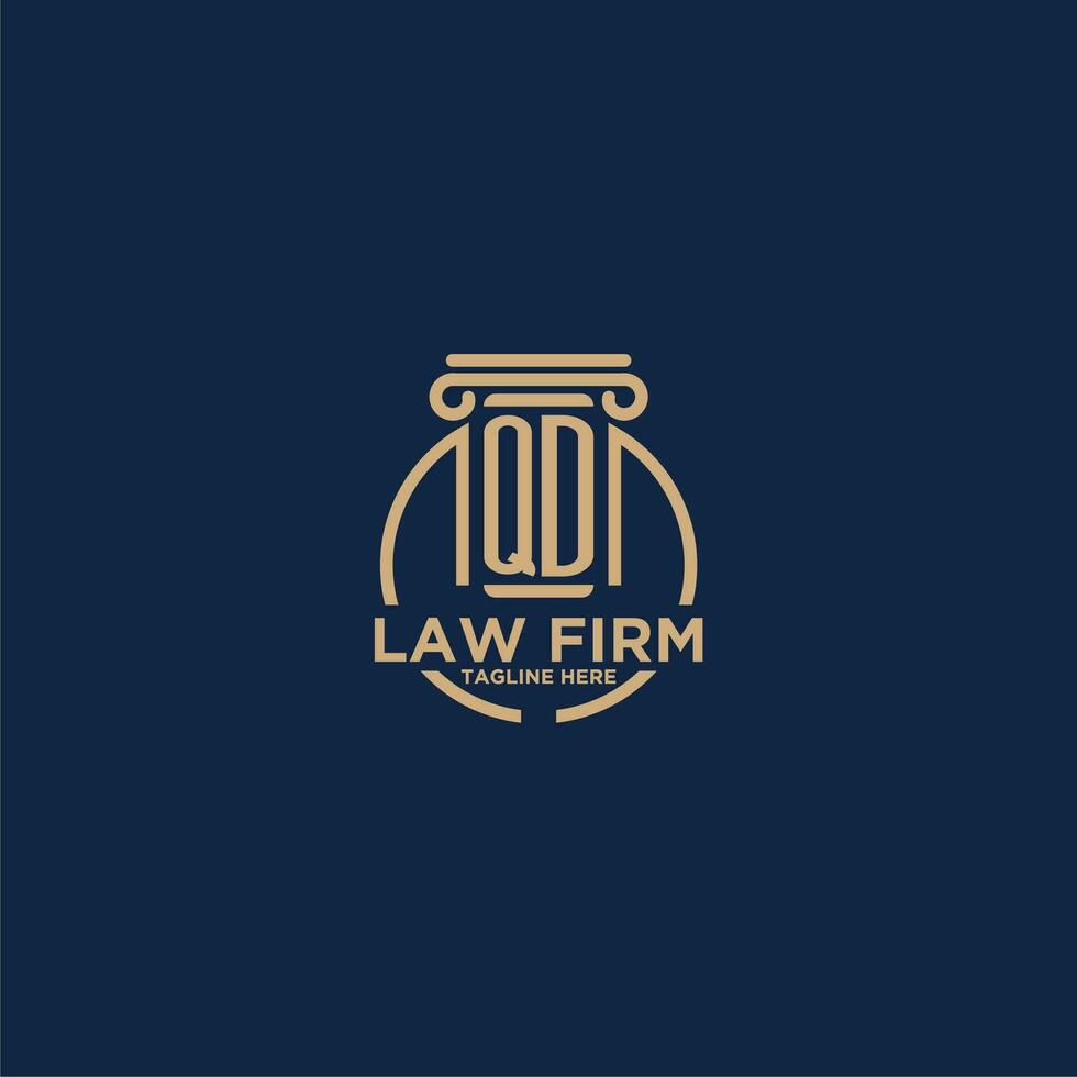 QD initial monogram for law firm with creative circle line vector