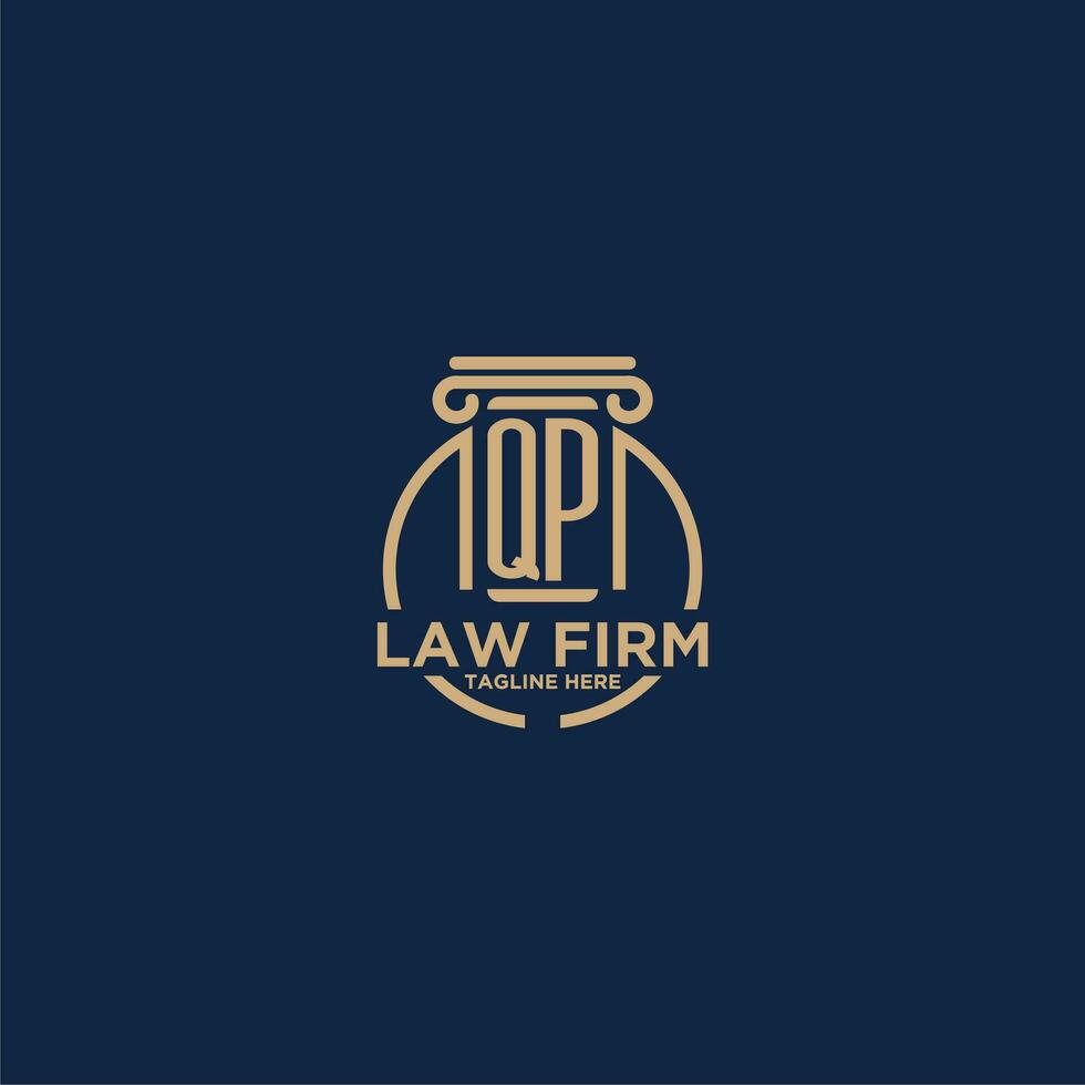 QP initial monogram for law firm with creative circle line vector