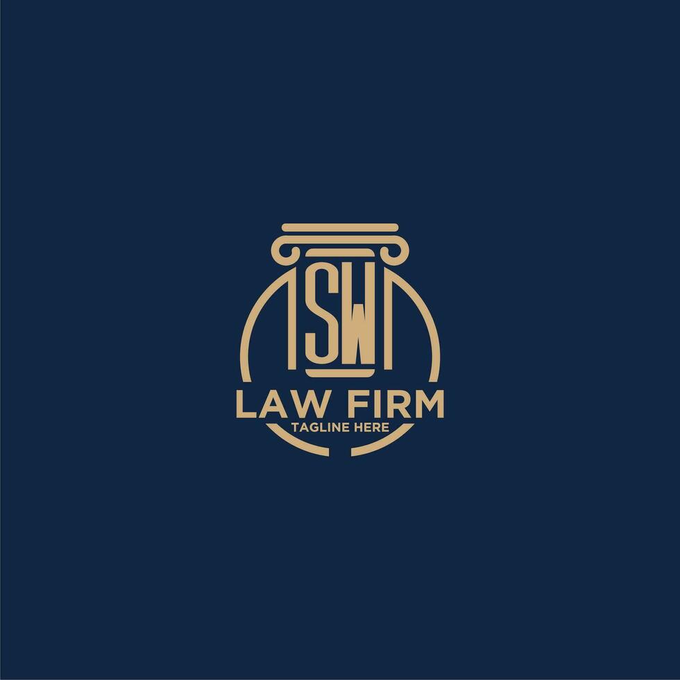 SW initial monogram for law firm with creative circle line vector