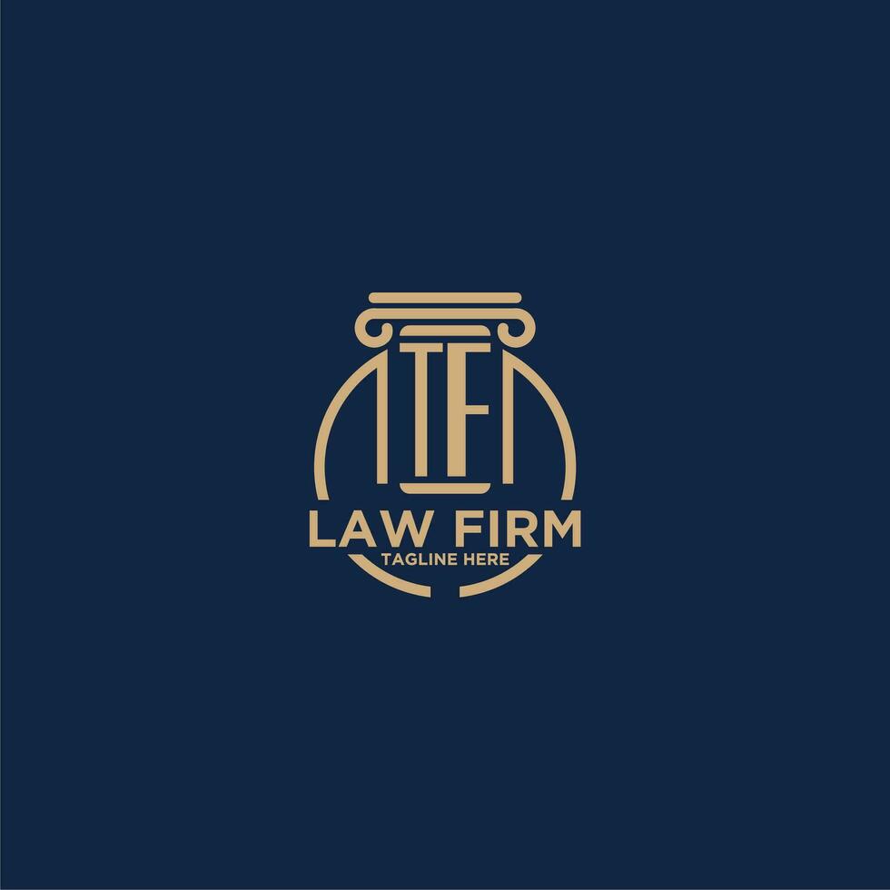 TF initial monogram for law firm with creative circle line vector