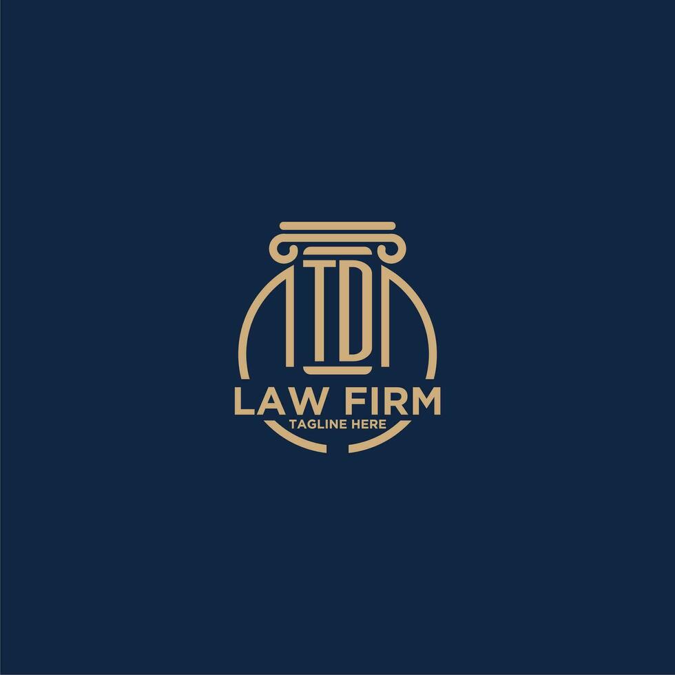 TD initial monogram for law firm with creative circle line vector