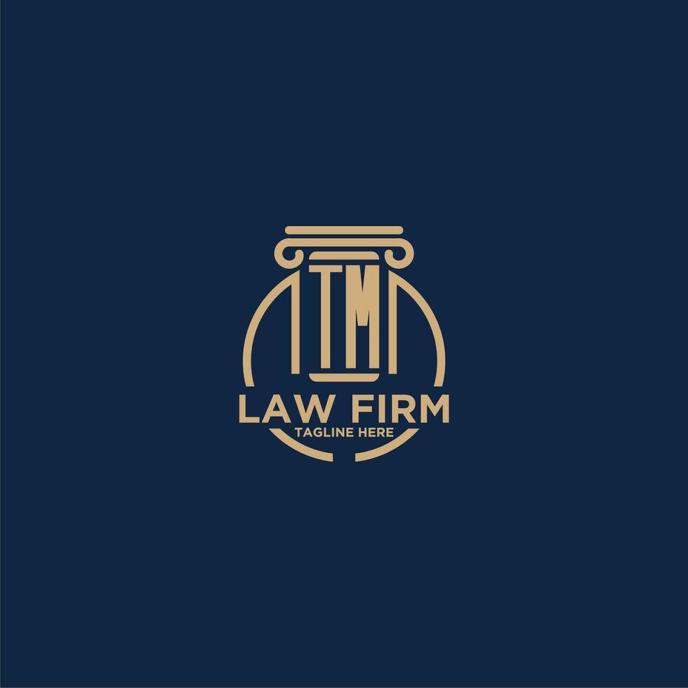 TM initial monogram for law firm with creative circle line vector