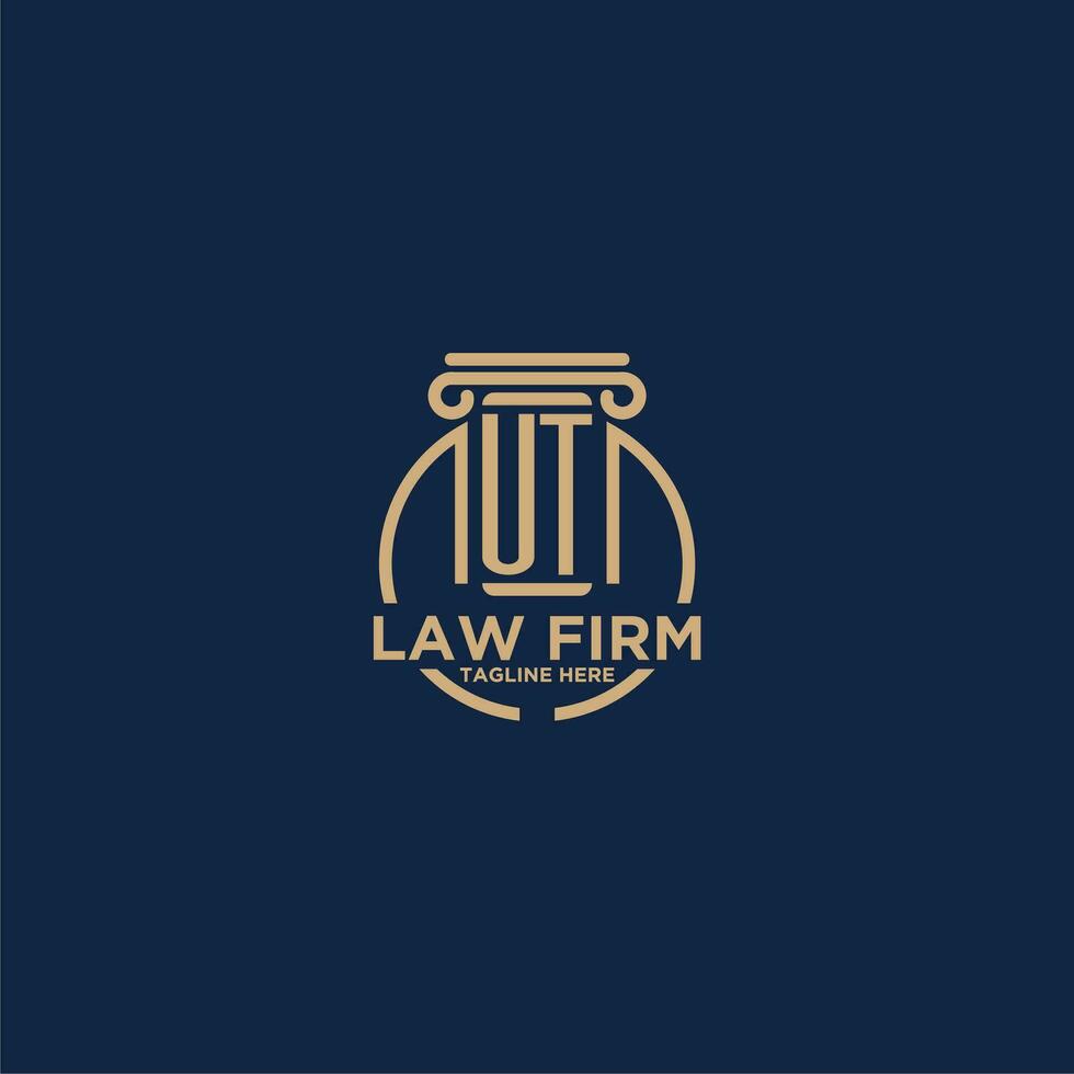 UT initial monogram for law firm with creative circle line vector