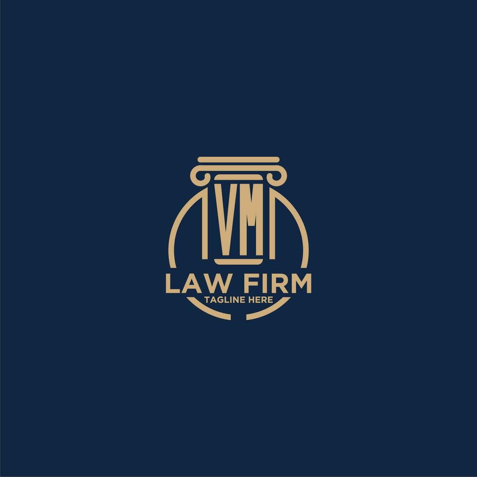 VM initial monogram for law firm with creative circle line vector