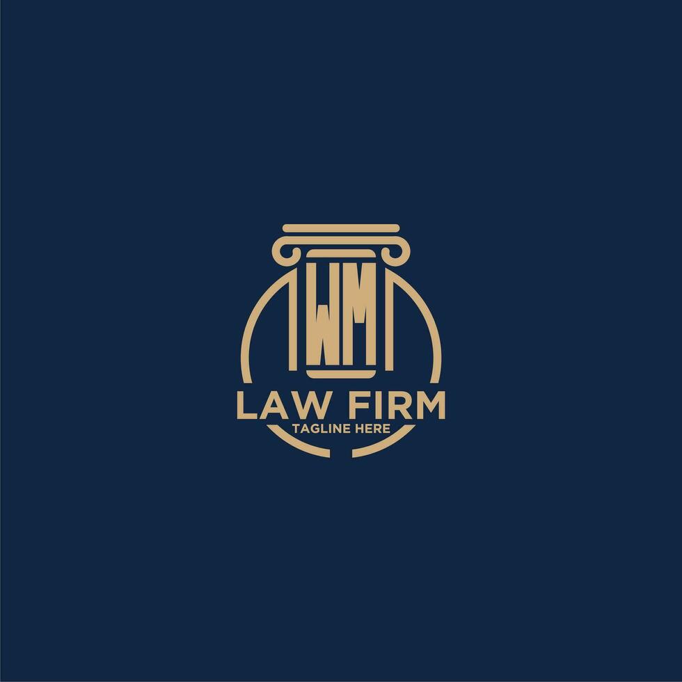 WM initial monogram for law firm with creative circle line vector