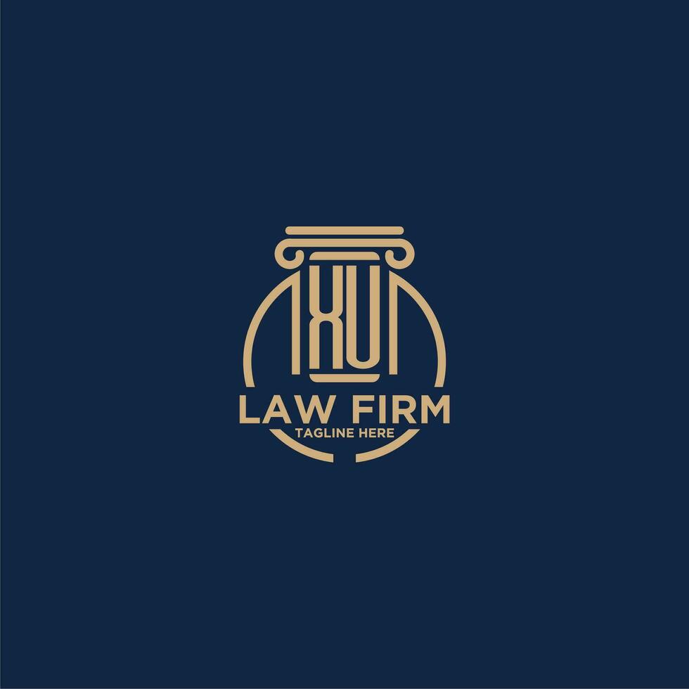 XU initial monogram for law firm with creative circle line vector