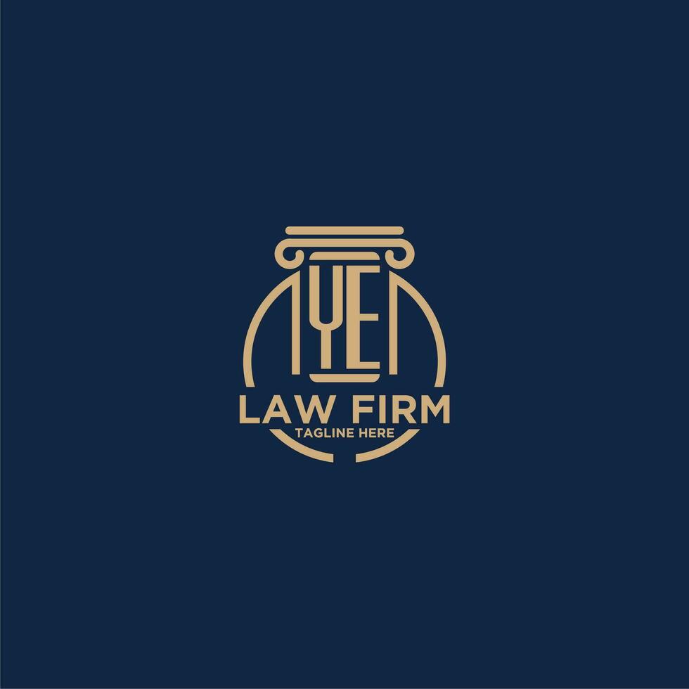 YE initial monogram for law firm with creative circle line vector