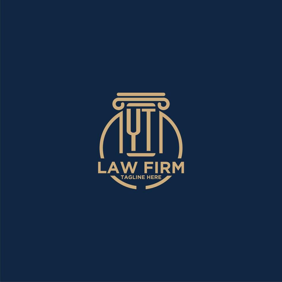 YT initial monogram for law firm with creative circle line vector