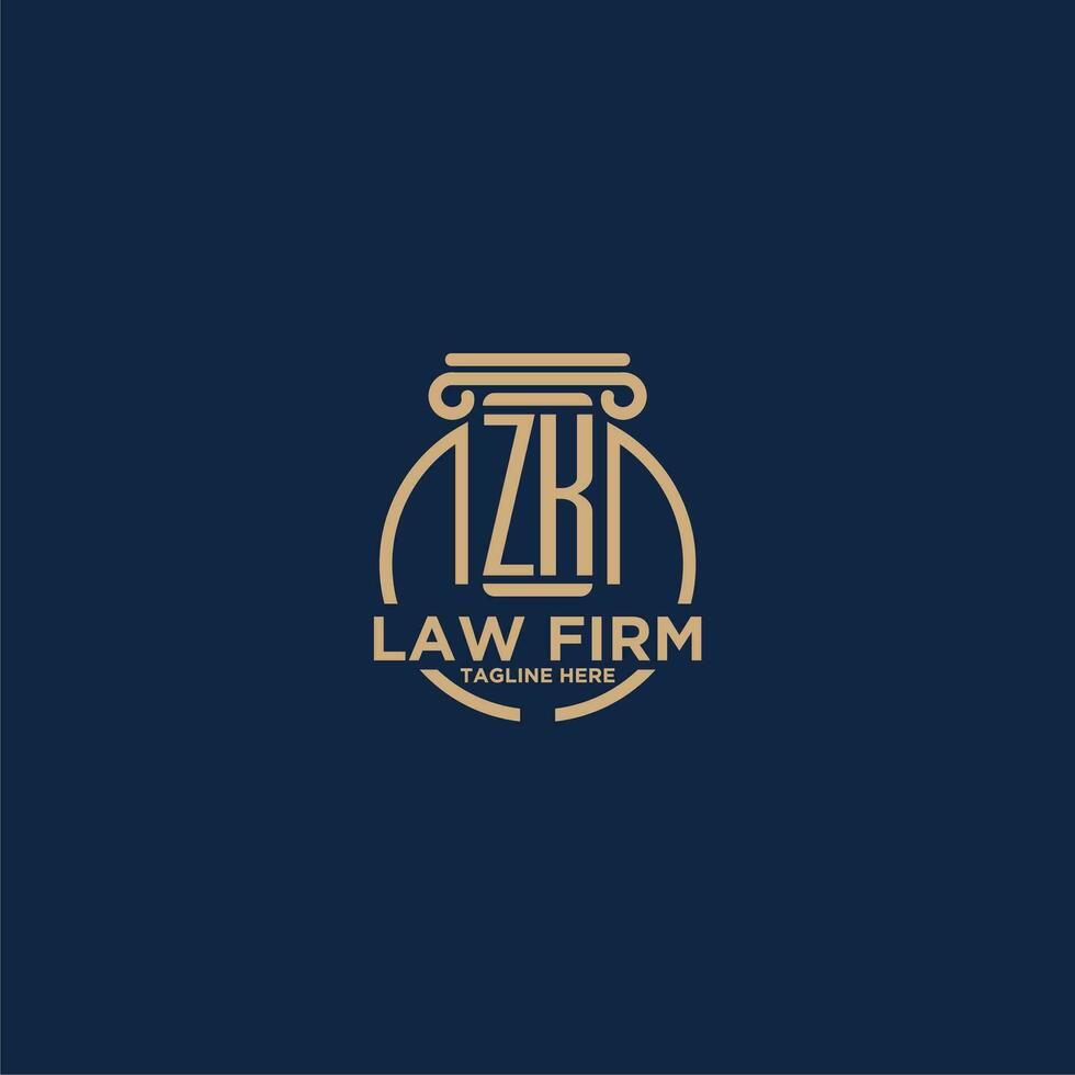 ZK initial monogram for law firm with creative circle line vector