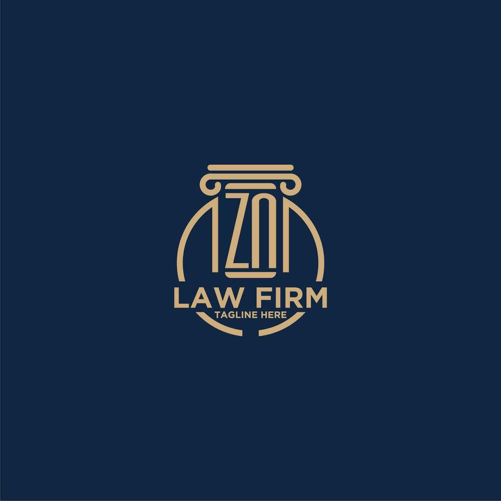 ZN initial monogram for law firm with creative circle line vector