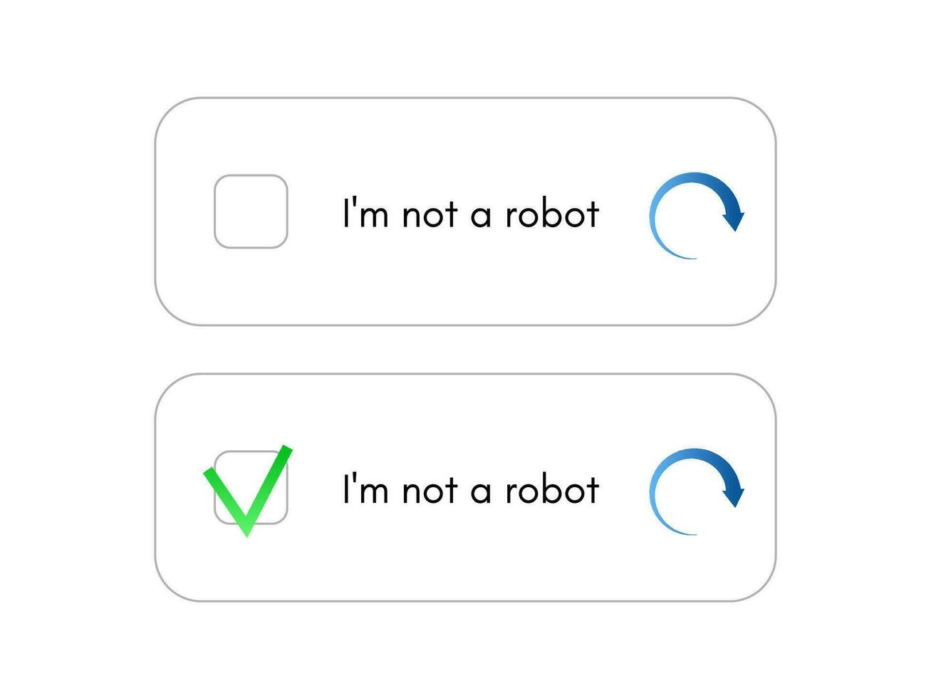 Template for entering captcha I'm not a robot vector