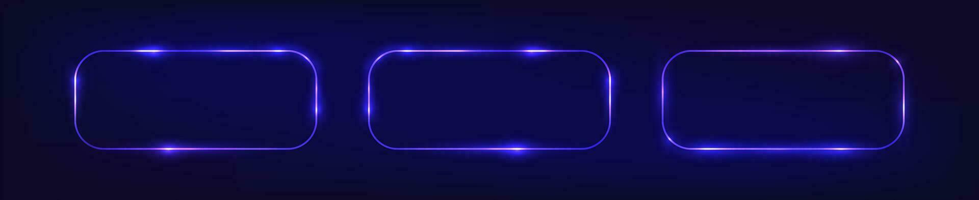 Neon rectangular frame with shining effects vector