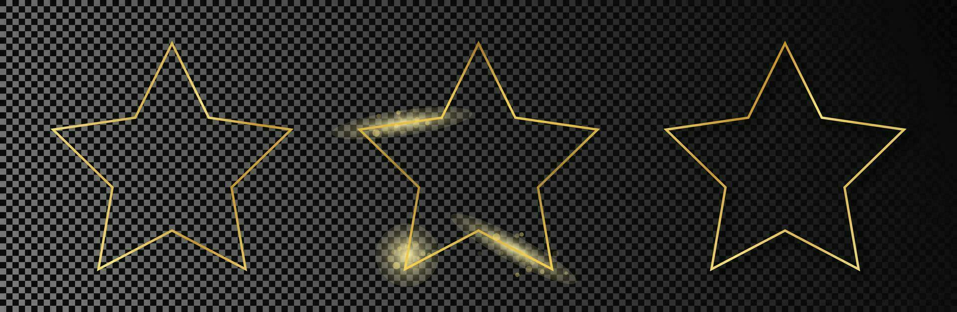 Gold glowing star shape frame vector