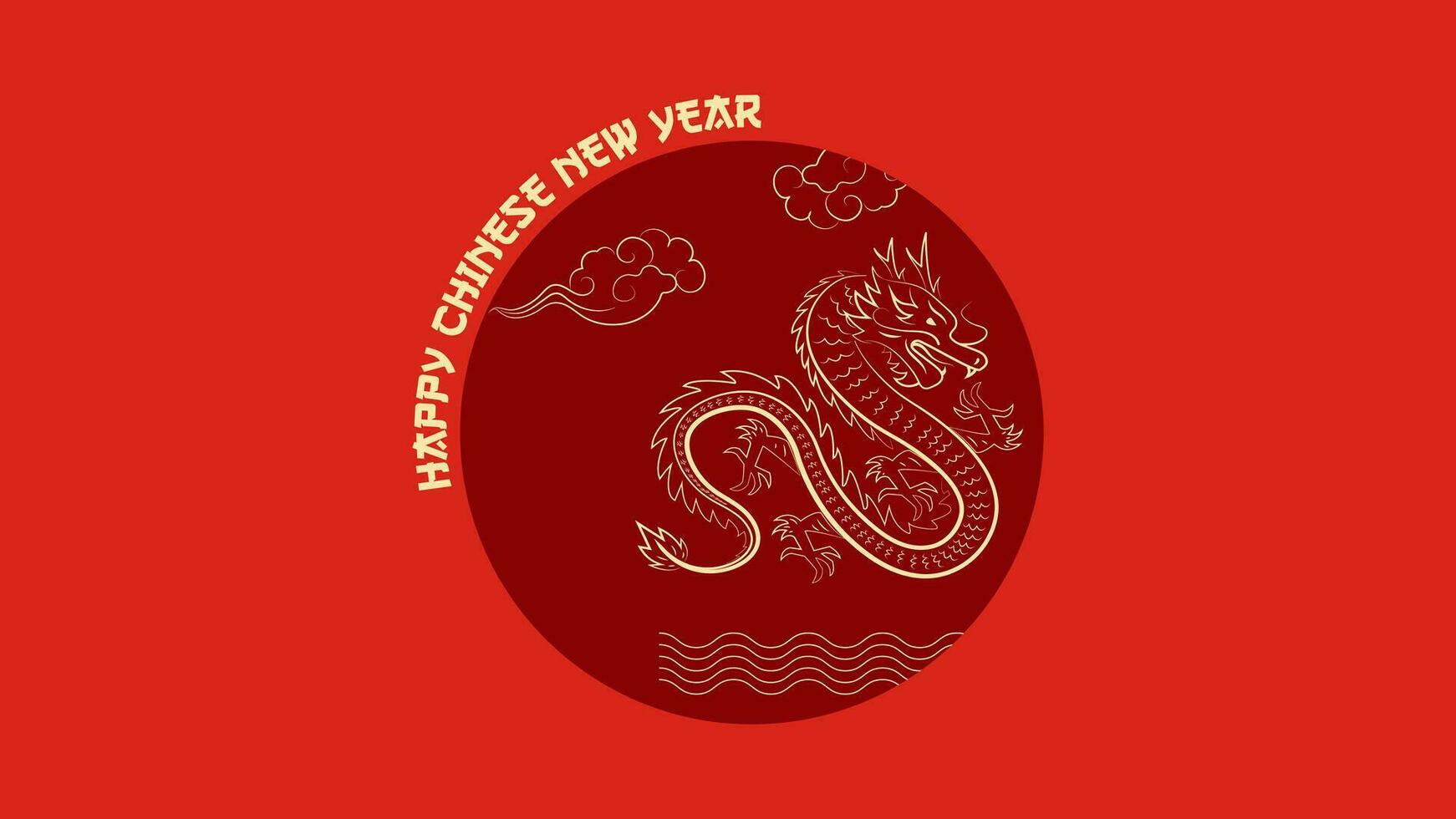 Chinese New Year background vector . Chinese golden dragon, circle pattern, Lunar New Year holiday decoration vector. Oriental culture tradition illustration