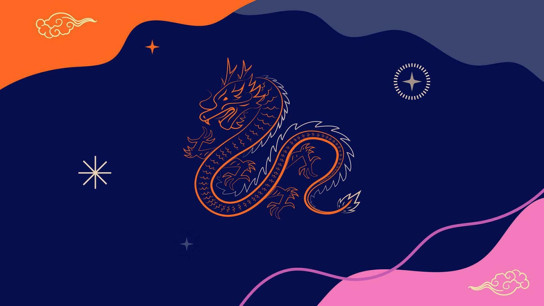 Chinese New Year background vector . Chinese dragon, colorful modern background design, Lunar holiday decoration vector. Oriental culture tradition illustration.