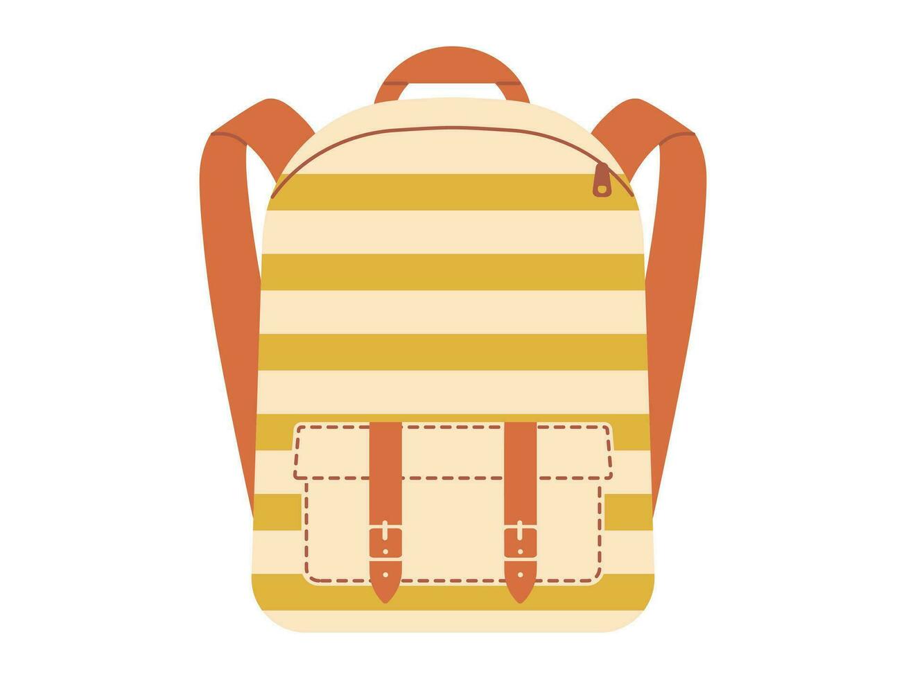 Striped backpack for travel, school, walks. Education and study luggage. Casual Rucksack vector illustration